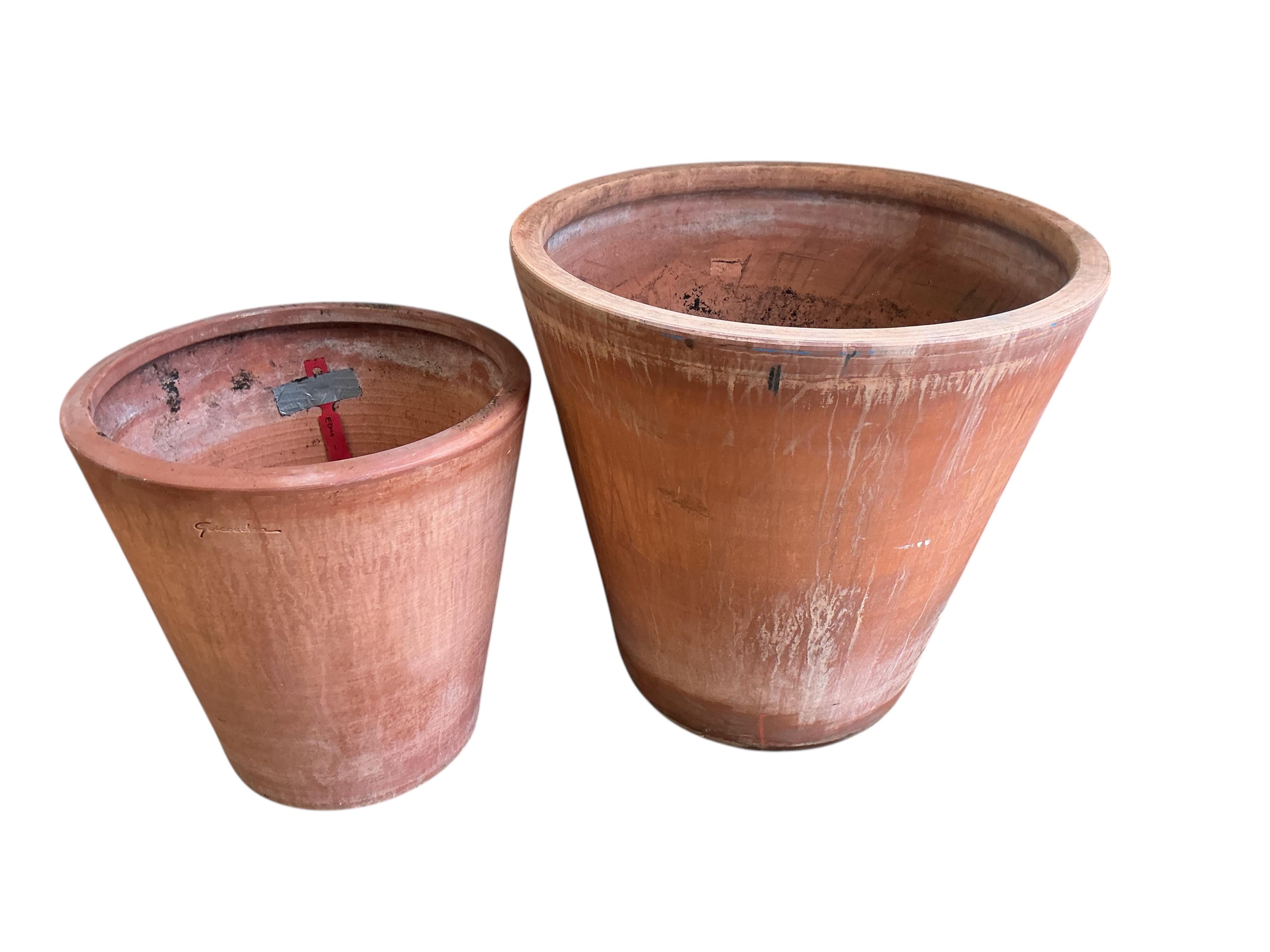 Two Goicoechea circular pottery planters, larger diameter 65cm, height 60cm